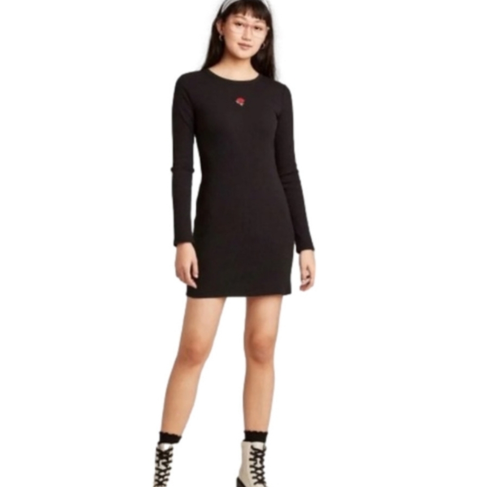 wild fable | Black Long Sleeve Ribbed Bodycon Dress